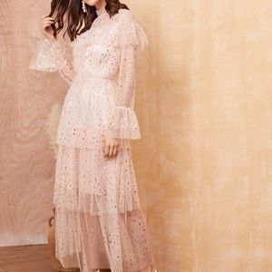 Glitter Mesh Star Tired Dress